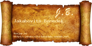 Jakabovits Benedek névjegykártya